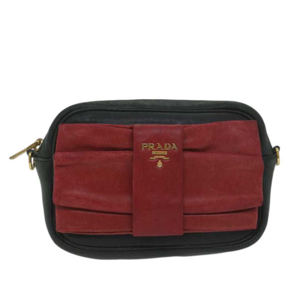 Prada PRADA Shoulder Bag Leather Black Red Auth 6… - image 12