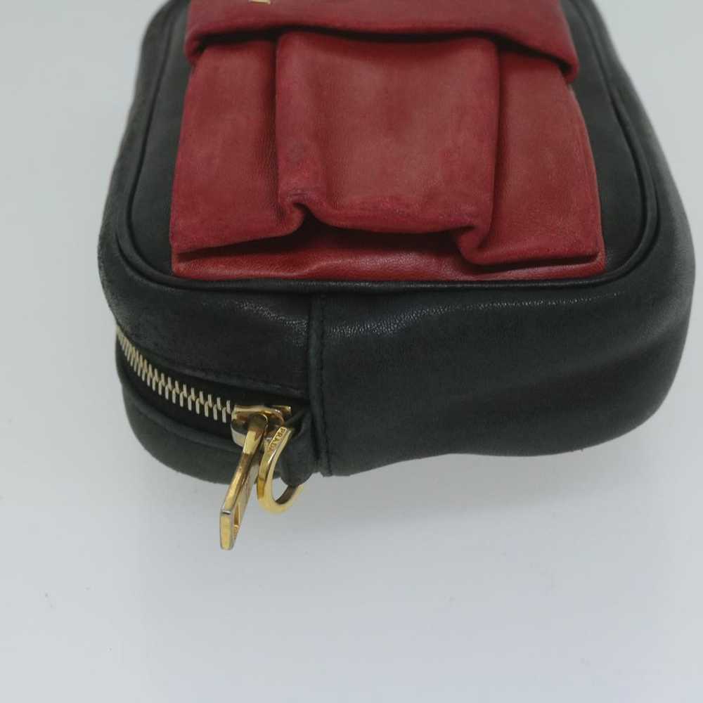 Prada PRADA Shoulder Bag Leather Black Red Auth 6… - image 4