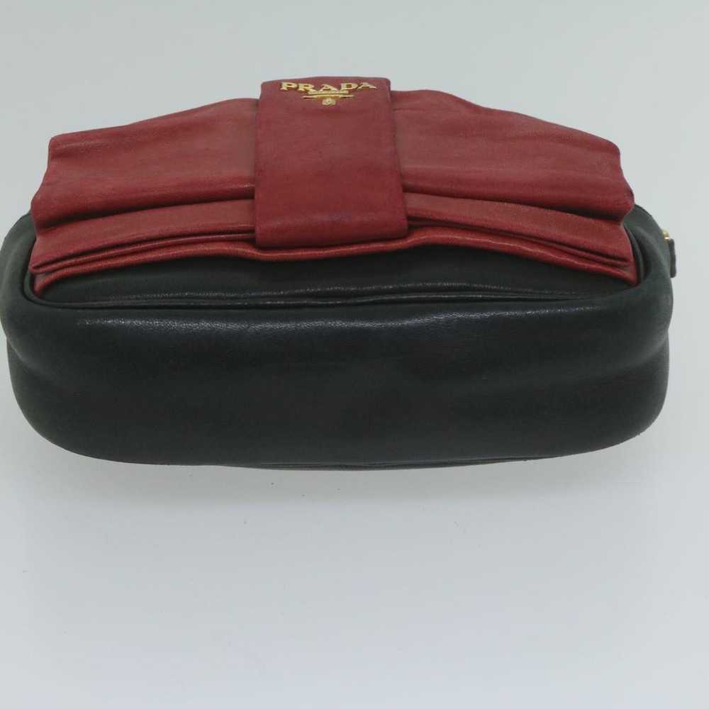 Prada PRADA Shoulder Bag Leather Black Red Auth 6… - image 6