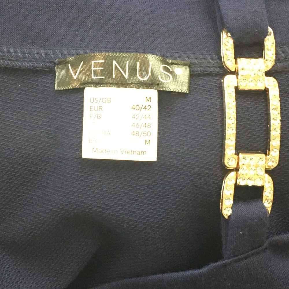 Venus Navy Blue Cold Shoulder Midi-Dress with Rhi… - image 10