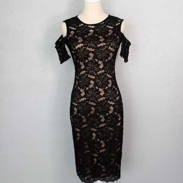 Bisou Bisou Black Lace Cold Shoulder Dress Size 4
