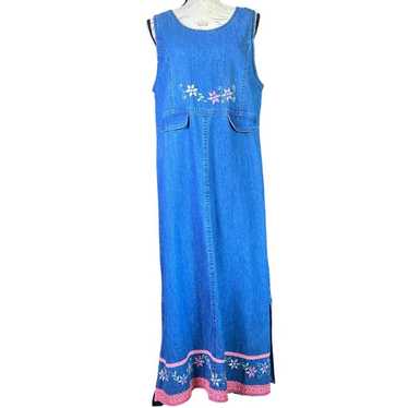 Agapo Jean Maxie Dress Womens M Floral Embroidered