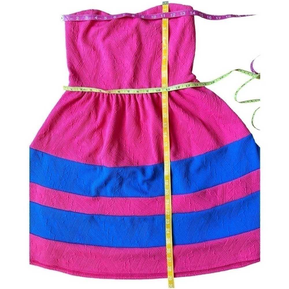 Pink Owl Strapless Retro Color Block Pink Blue Wo… - image 11
