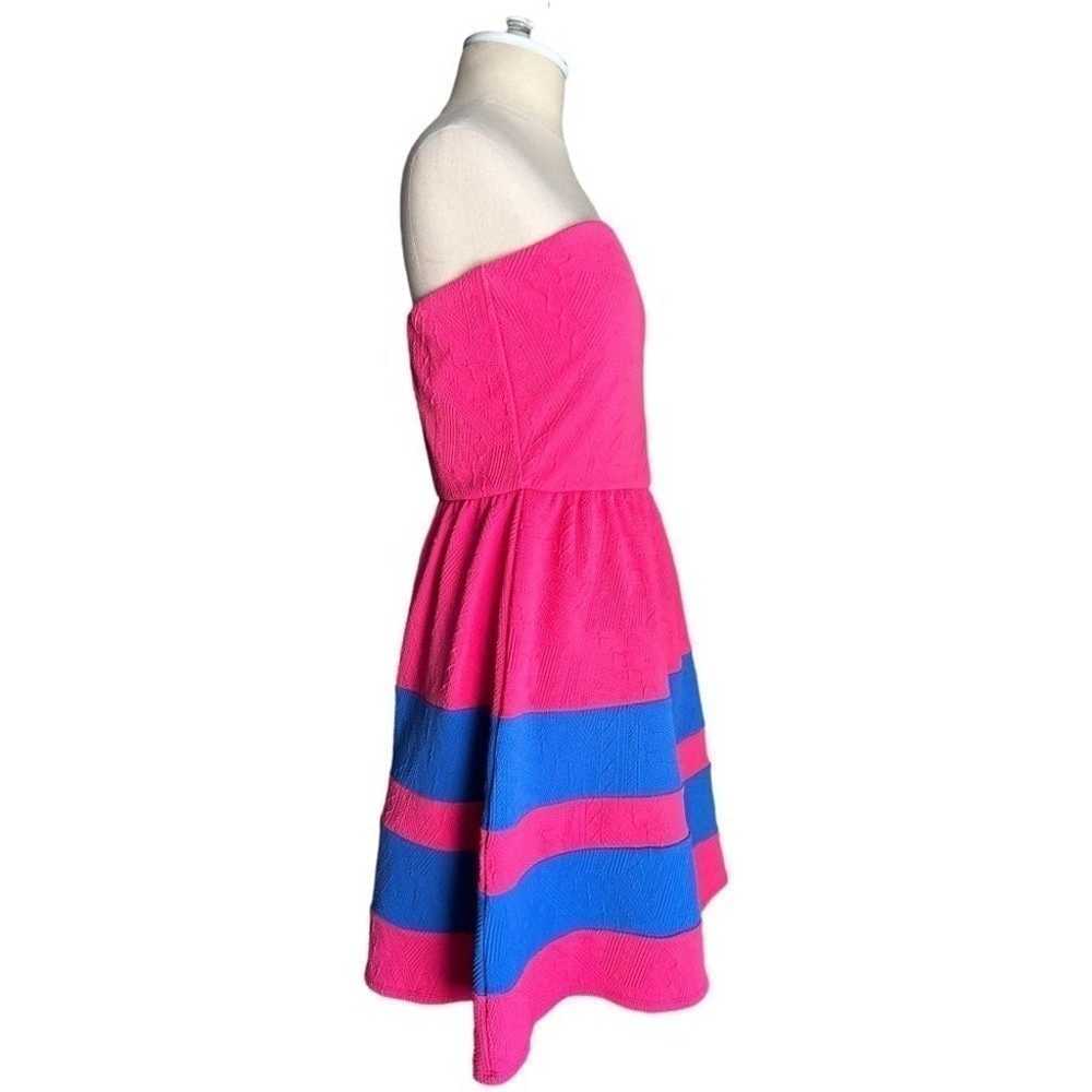 Pink Owl Strapless Retro Color Block Pink Blue Wo… - image 4