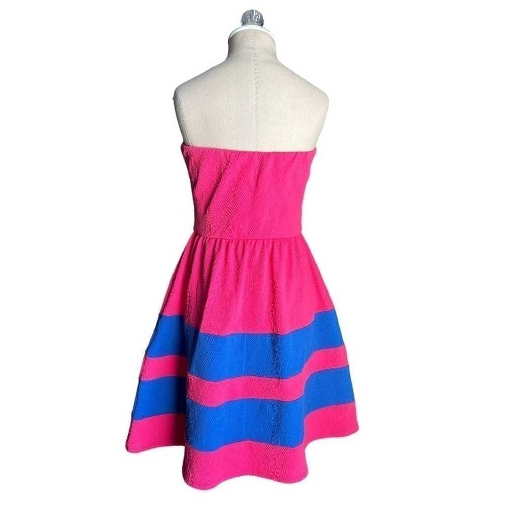Pink Owl Strapless Retro Color Block Pink Blue Wo… - image 6