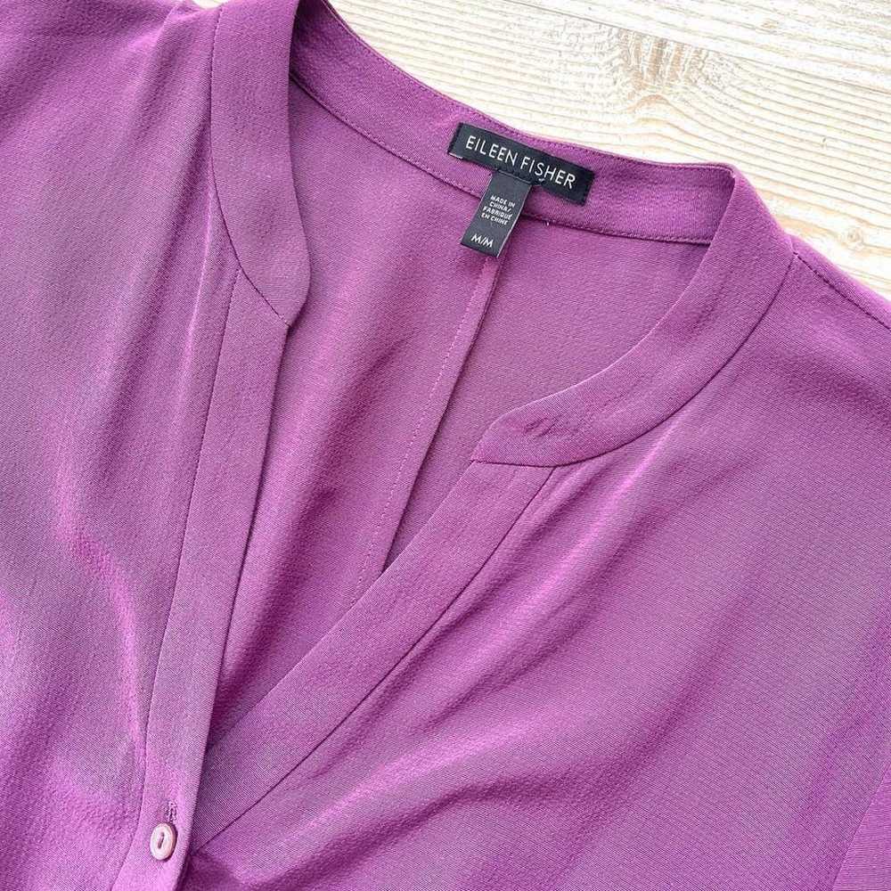 Eileen Fisher Drawstring Waist Shirt Dress | Purp… - image 2
