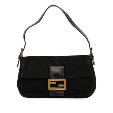 Black Fendi Suede Baguette Shoulder Bag