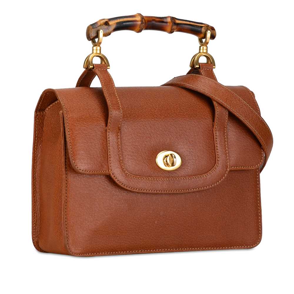 Brown Gucci Bamboo Leather Satchel - image 2