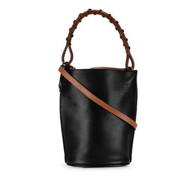 Black LOEWE Leather Anagram Gate Bucket Bag Satche