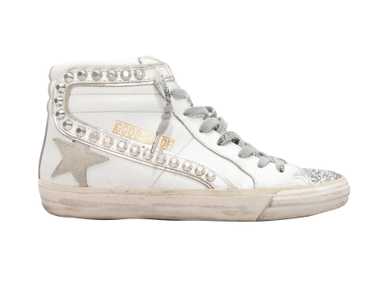 White & Grey Golden Goose Studded High-Top Sneake… - image 1