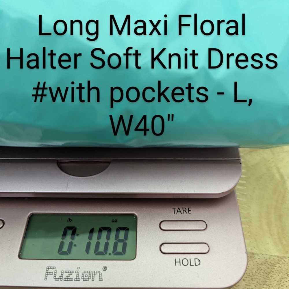 Long Maxi Floral Halter Soft Knit Dress #with poc… - image 10