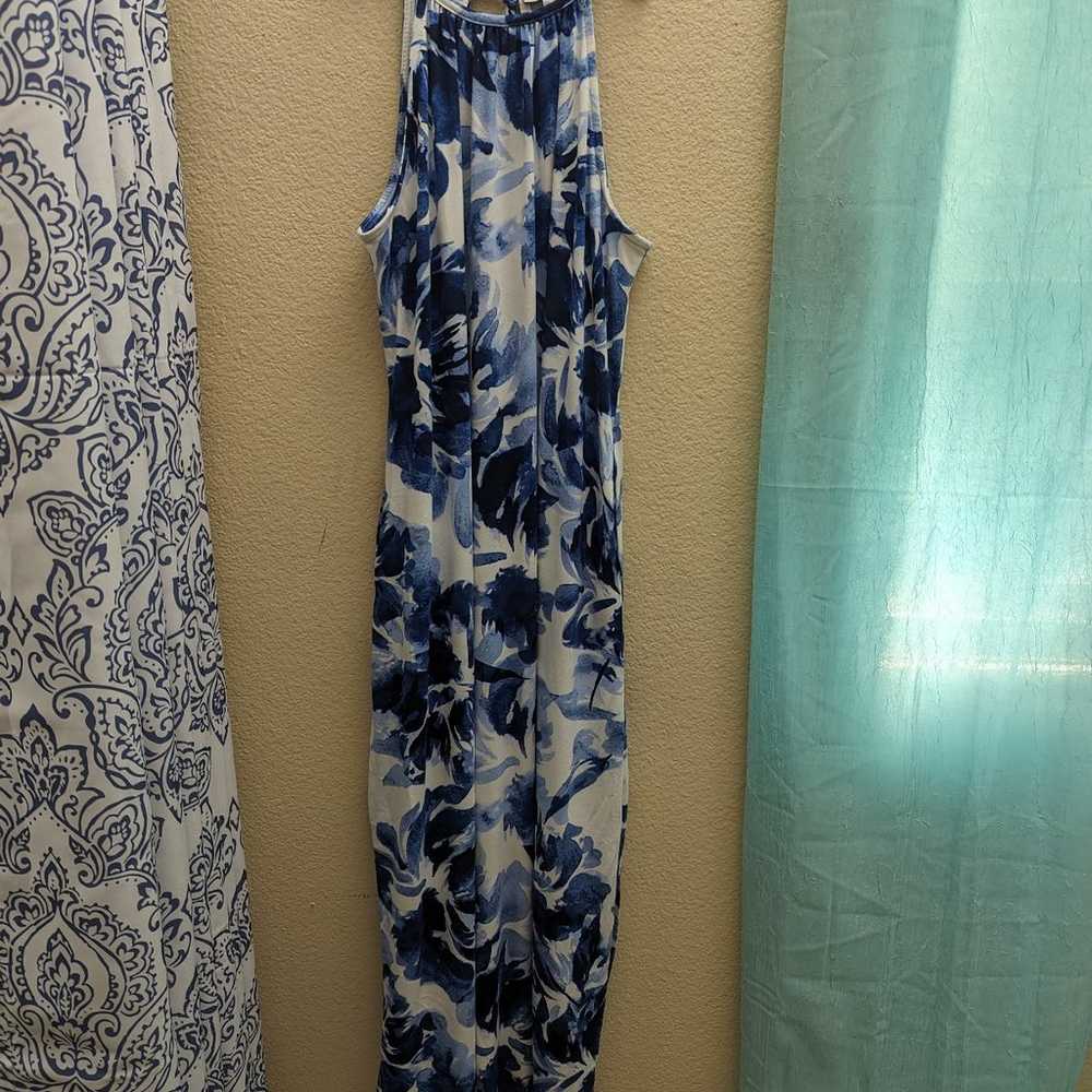Long Maxi Floral Halter Soft Knit Dress #with poc… - image 2
