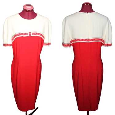 Liz Claiborne red white dress ribbon