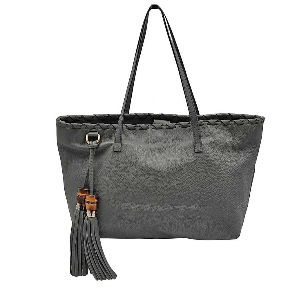 GUCCI Shopper Tote Bamboo bag in gray leather - image 1