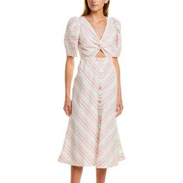 Rebecca Taylor Yarn-Dyed Stripe Puff Sleeve Linen… - image 1