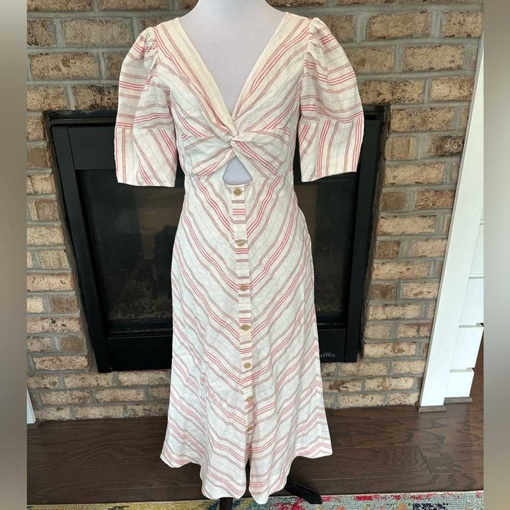 Rebecca Taylor Yarn-Dyed Stripe Puff Sleeve Linen… - image 2