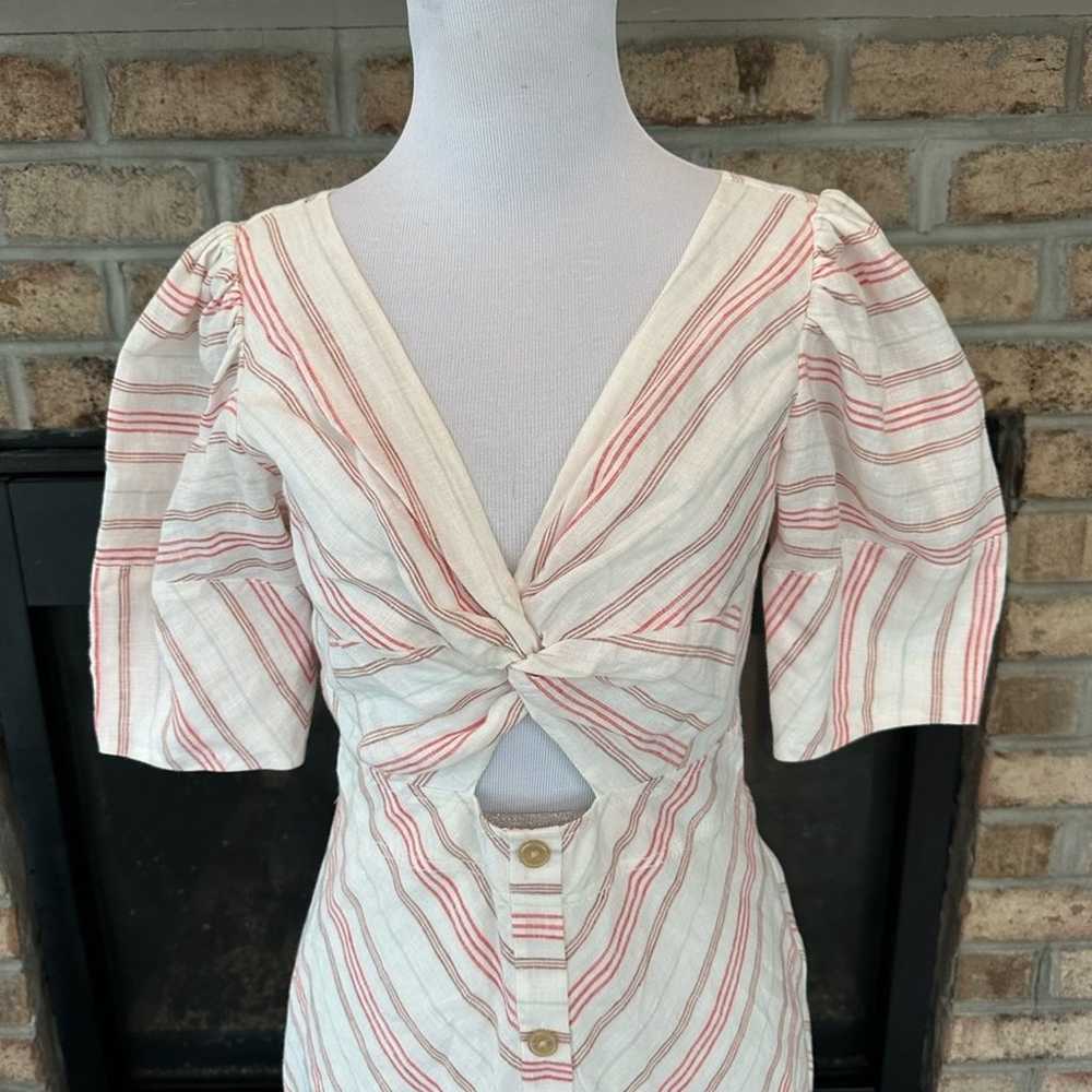 Rebecca Taylor Yarn-Dyed Stripe Puff Sleeve Linen… - image 4