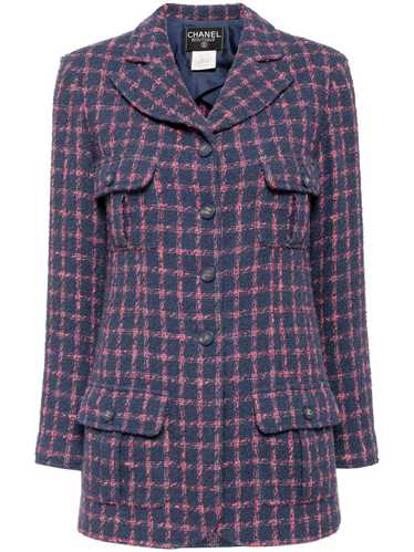 CHANEL Pre-Owned 1995 tweed checked jacket - Purp… - image 1