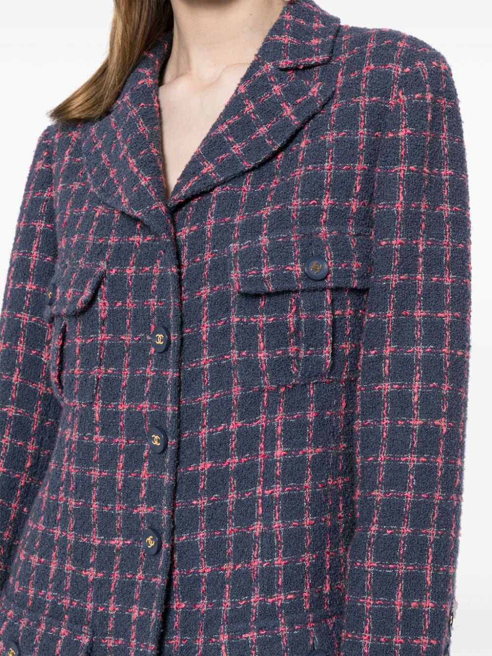 CHANEL Pre-Owned 1995 tweed checked jacket - Purp… - image 5