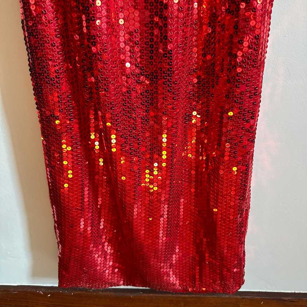 Feisty Leraye Red Sequin Column Dress Vintage 199… - image 5