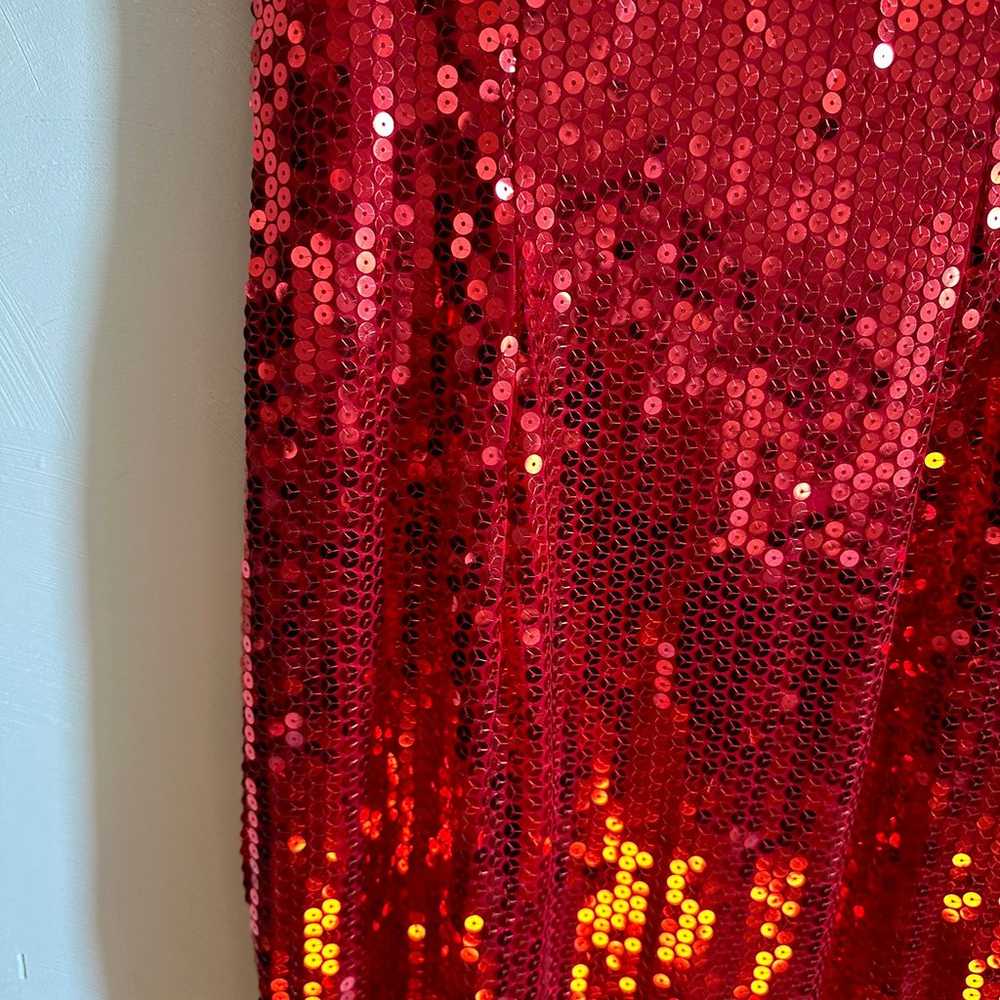 Feisty Leraye Red Sequin Column Dress Vintage 199… - image 6