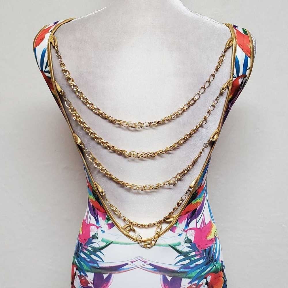 Va Va Voom Tropical Parrot Floral Gold Chain Back… - image 10