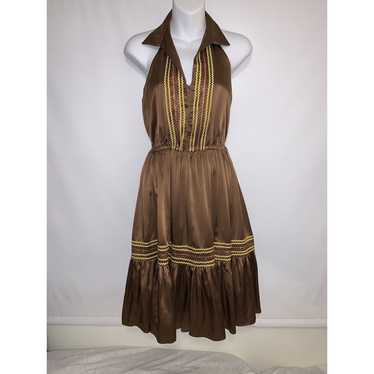 Betsey Johnson Vintage Y2K Rare Brown Halter Dres… - image 1