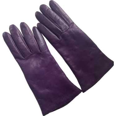 Portolano Purple Kid Leather Cashmere Lined Glove… - image 1