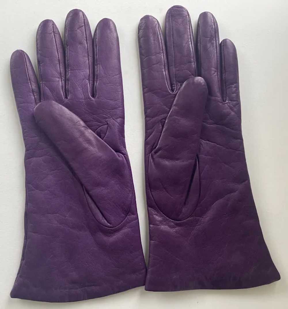 Portolano Purple Kid Leather Cashmere Lined Glove… - image 2