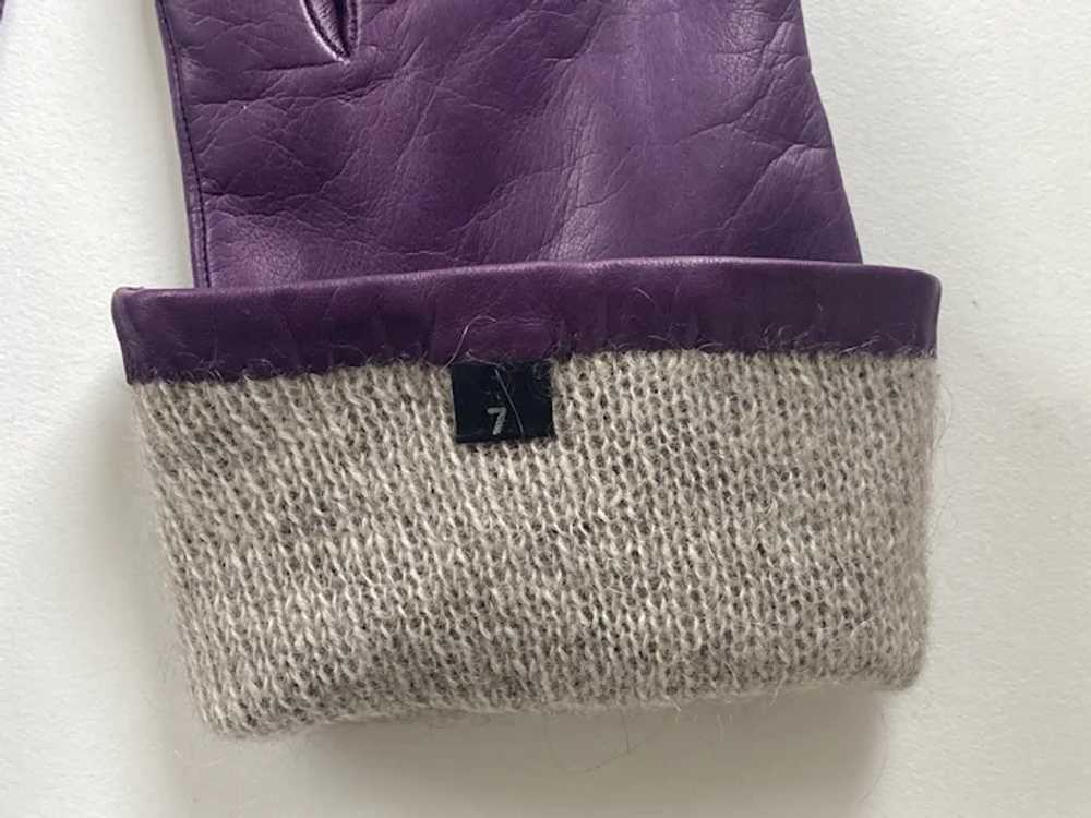 Portolano Purple Kid Leather Cashmere Lined Glove… - image 4