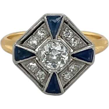 14K Yellow Gold and Platinum Diamond and Sapphire 