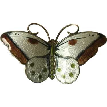 Large Hroar Prydz Norway Sterling Enamel Butterfly