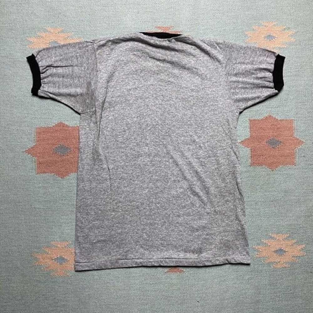 Vintage 1970s ringer t shirt blank heather gray t… - image 4