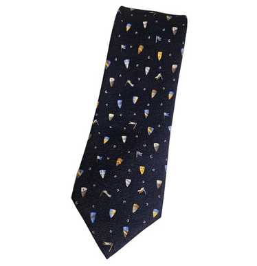 Blue Silk Pictorial Seven Fold Tie 246151 | Bvlgari