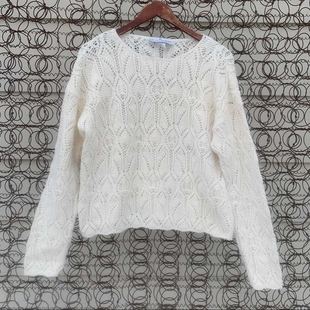 Vintage Vintage 90s airy lacy knit cream sweater - image 1
