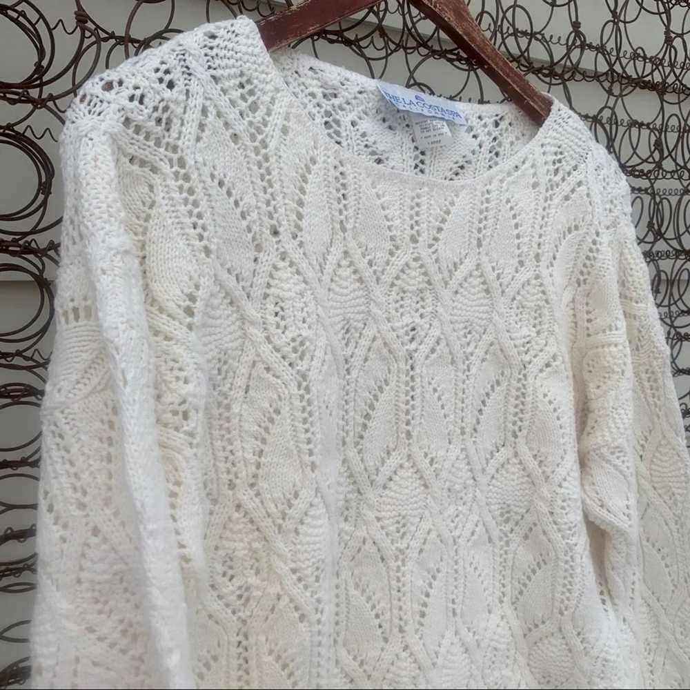 Vintage Vintage 90s airy lacy knit cream sweater - image 4