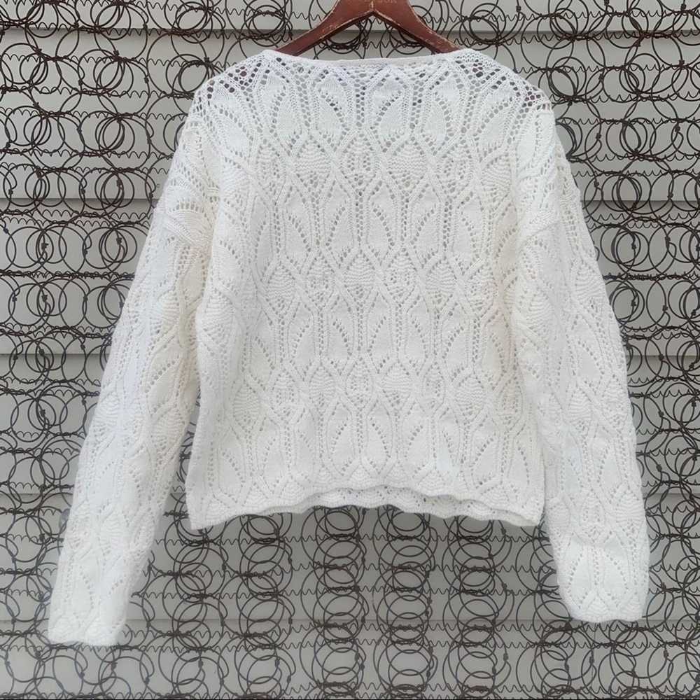 Vintage Vintage 90s airy lacy knit cream sweater - image 5