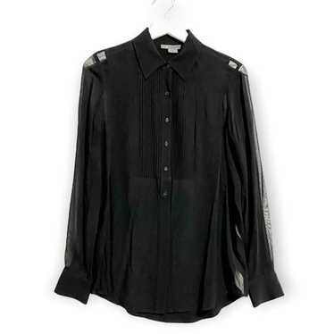 Vince tuxedo style black chiffon blouse with pint… - image 1