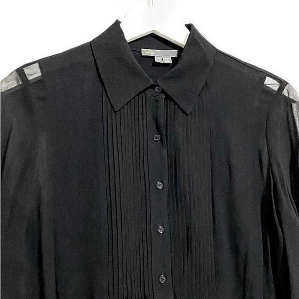 Vince tuxedo style black chiffon blouse with pint… - image 4