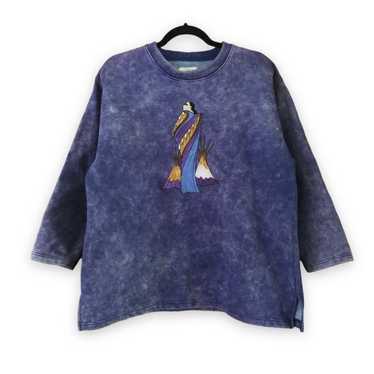 Vintage Fuzzy Stonewash Purple Sweatshirt Embroide