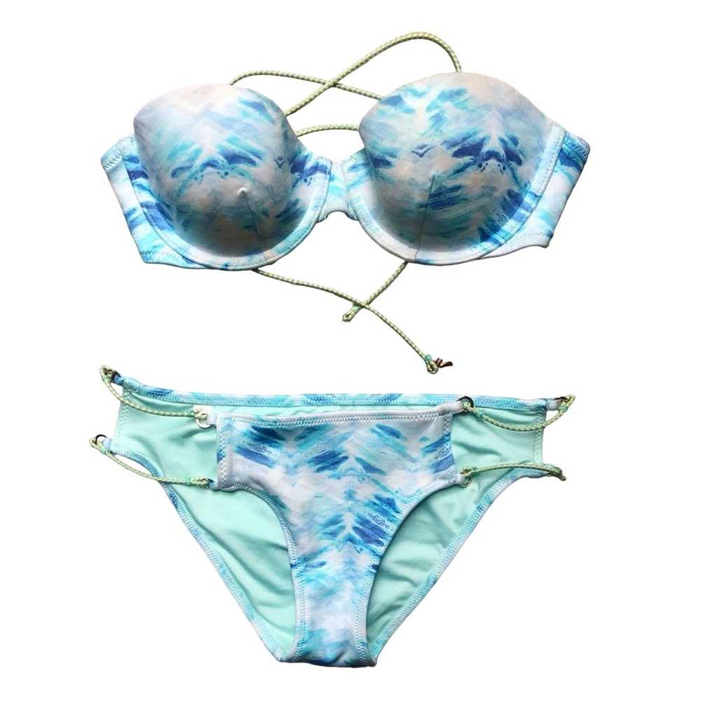 Victoria's Secret VS Blue Watercolor Swirly Bikin… - image 1