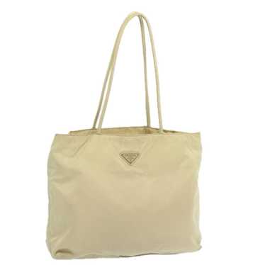 Prada PRADA Tote Bag Nylon Cream Auth 68399