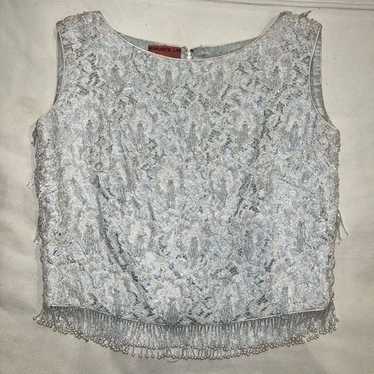 MOHANS LTD beaded baby blue top womens size 36 - image 1