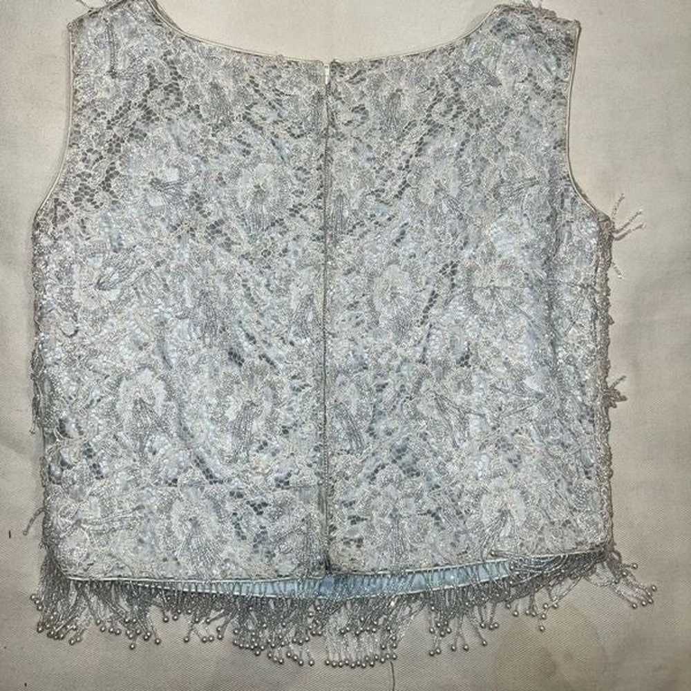 MOHANS LTD beaded baby blue top womens size 36 - image 4