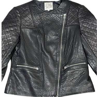 Dawn Levy Black Quilted Genuine Leather Moto Jacke