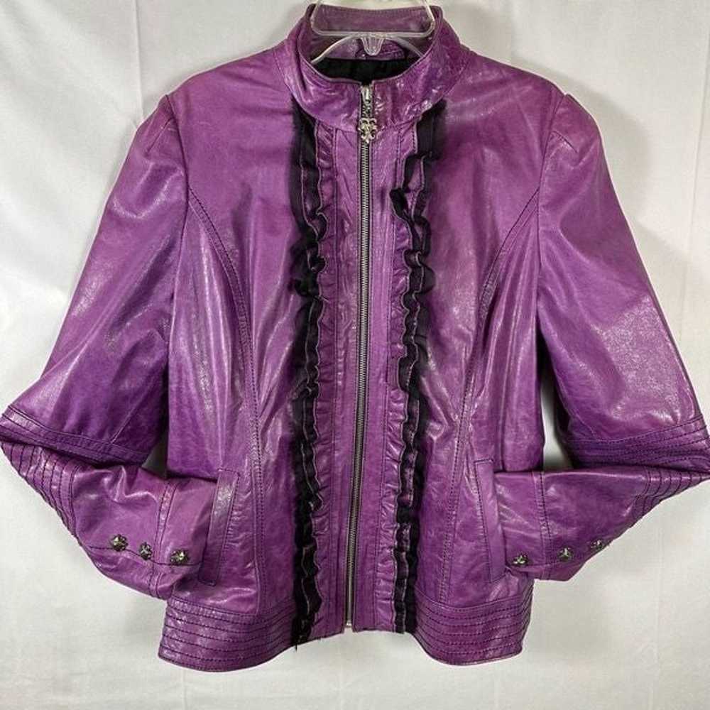 Royal Underground Purple Leather Jacket Sheer Bla… - image 1