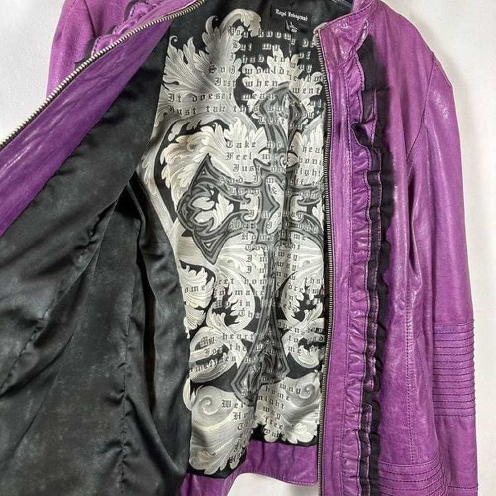 Royal Underground Purple Leather Jacket Sheer Bla… - image 9