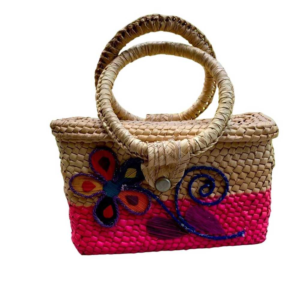 Woven Floral embroidered bag - image 1