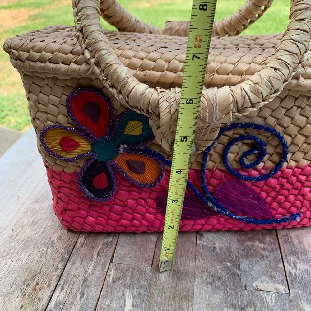 Woven Floral embroidered bag - image 2