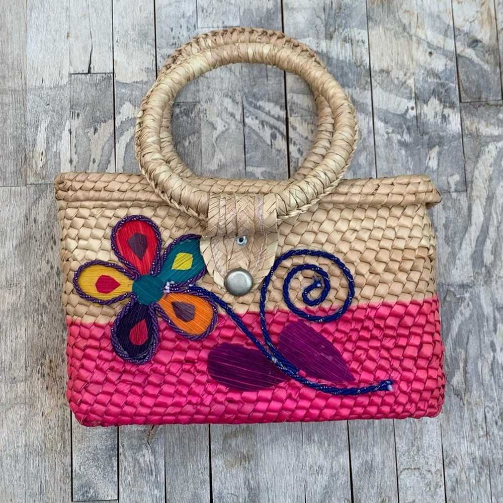 Woven Floral embroidered bag - image 6